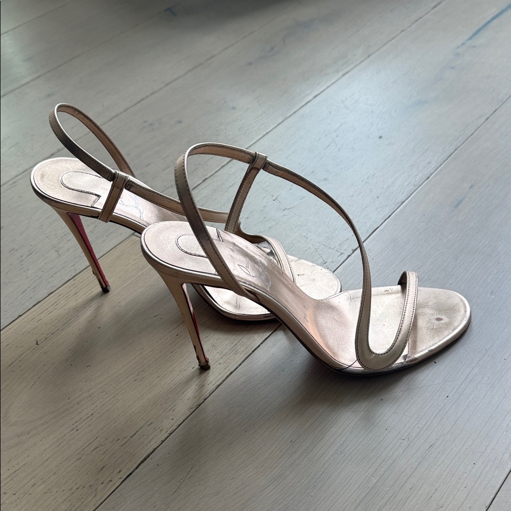 Christian Louboutin Metallic Rose Gold Strappy Sandals
